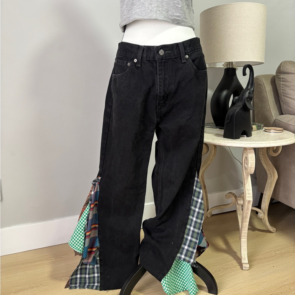 Levi's Black Flare Jeans with Multicolor Panels